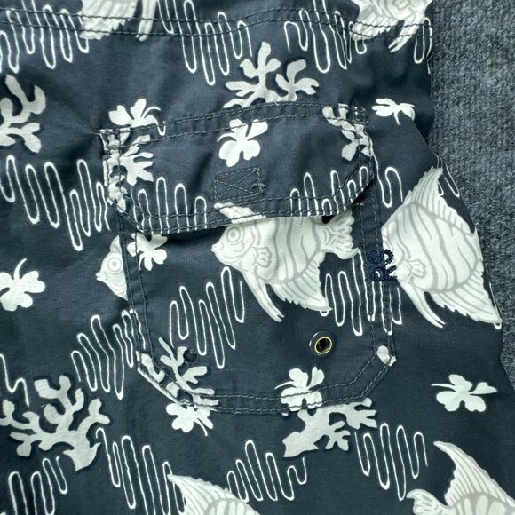Reyn Spooner Board Shorts Mens 36 Gray 10" Inseam Fish All Over Print Pockets - Picture 6 of 13